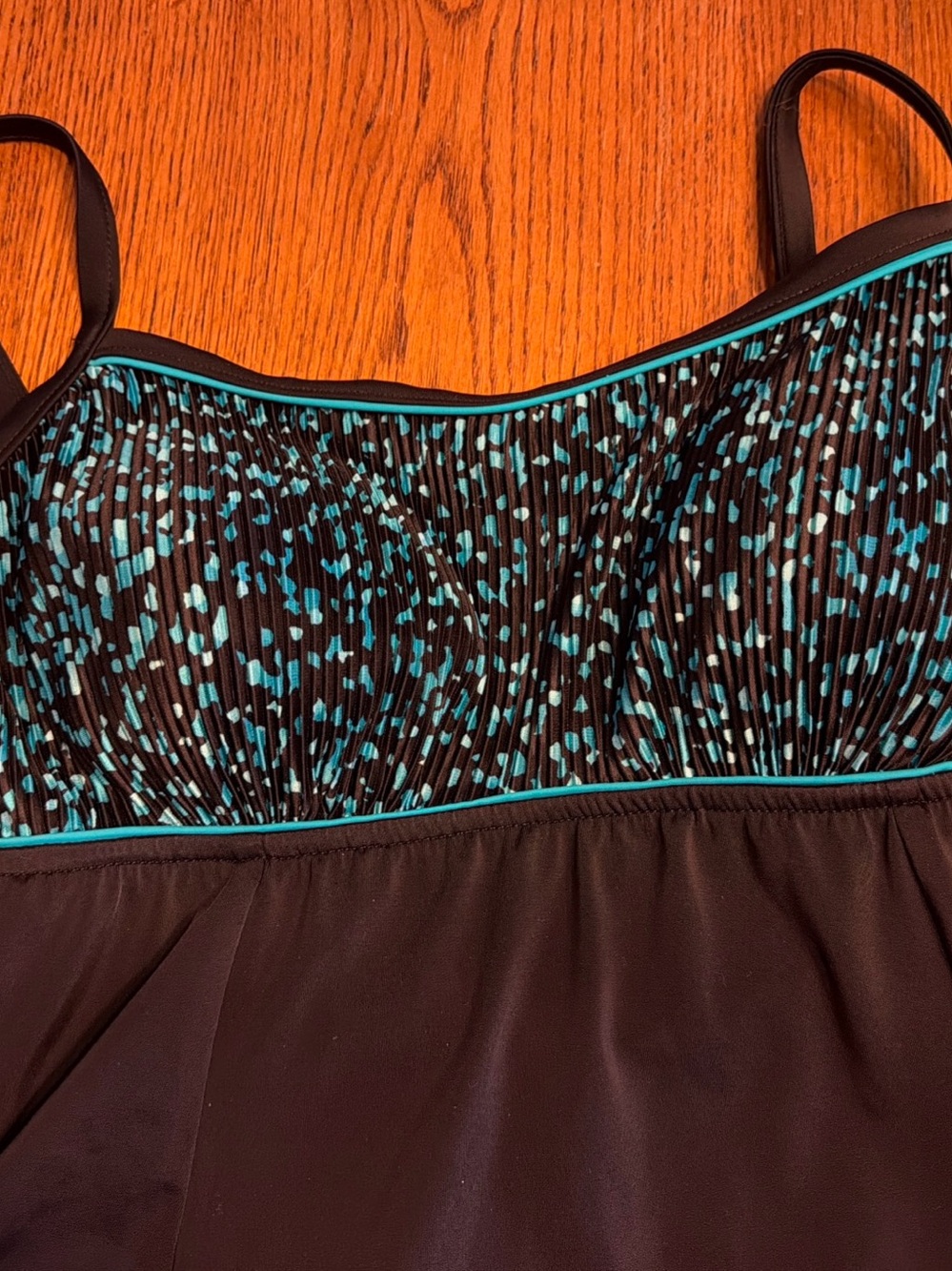 MAXINE Black Swim Dress w/Teal Speckle Detail